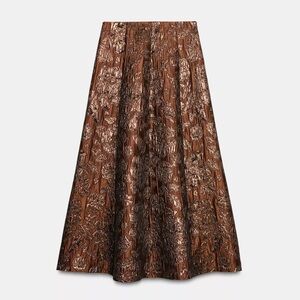 Zara NWT Shiny Jacquard Cape Skirt size M